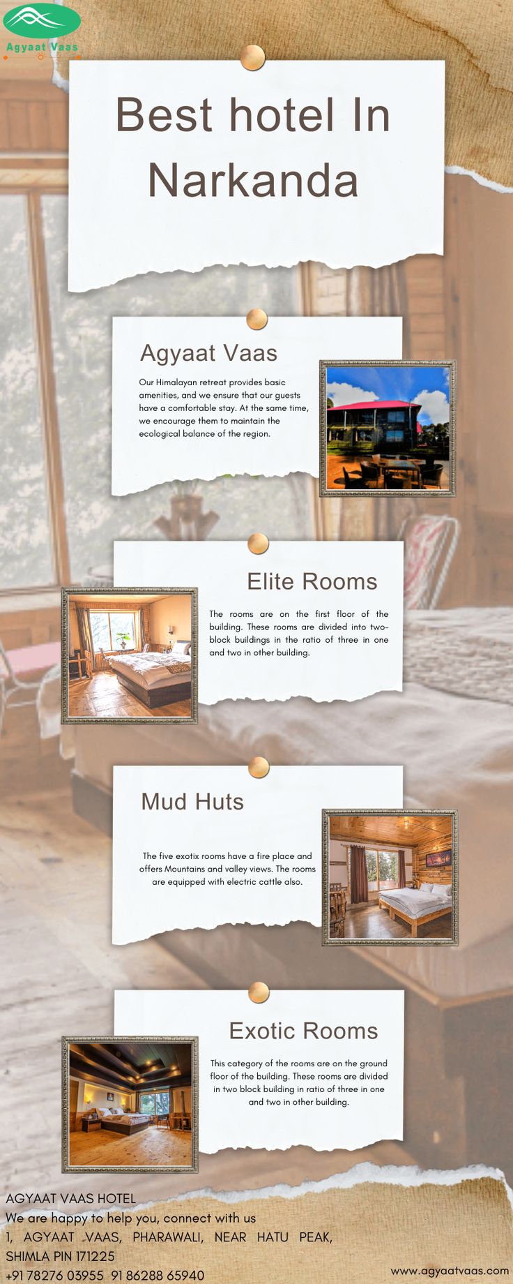 Best hotel in Narkanda - Agyaat Vaas Himalayan retreat with Elite and Exotic rooms.