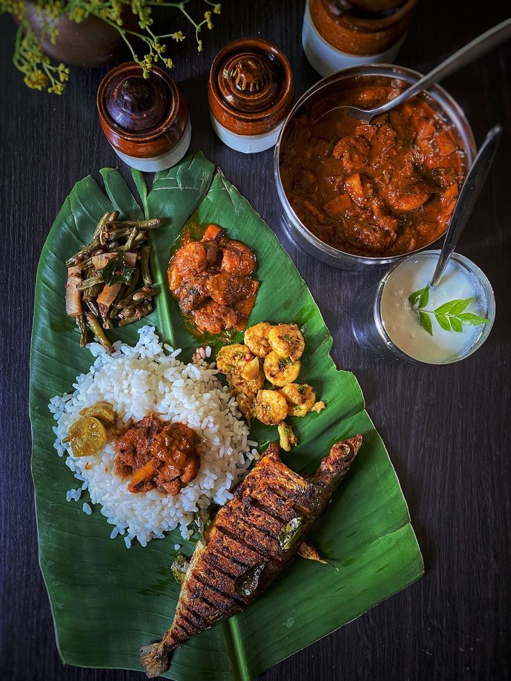 Kerala Traditional Food Sadya on Banana Leaf